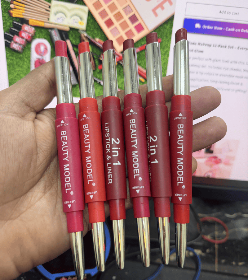 Beauty Model 2 in 1 Lipstick and Lipliner (Pack of 3)