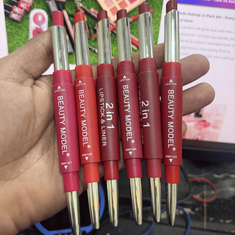 Beauty Model 2 in 1 Lipstick and Lipliner (Pack of 3)